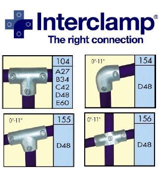 Interclamp handrailing and handrail systems for sloping hills and pathways